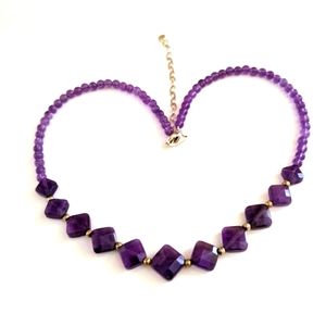 💜925 SILVER PURPLE 💜 AMETHYST BEADS NECKLACE